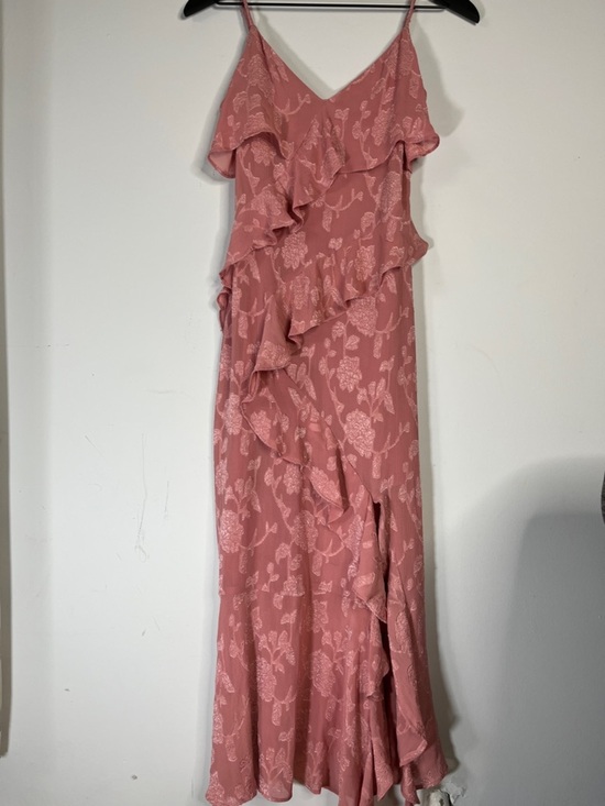Zara Dresses & Skirts - Zara Romantic Fairy Rose Pink Floral Ruffle Maxi Dress Size XS